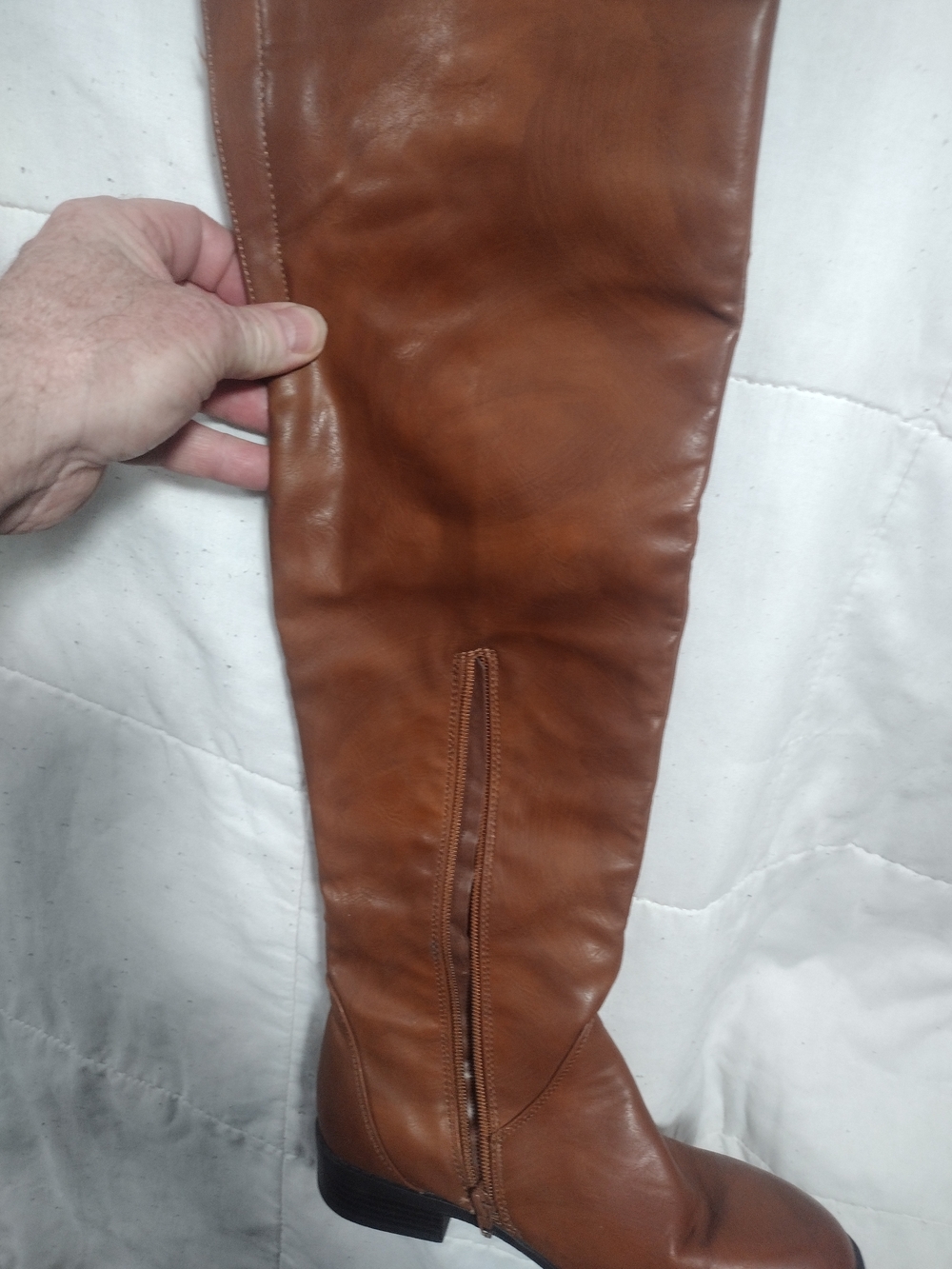Tall Leather Riding Boots in Warm Cognac